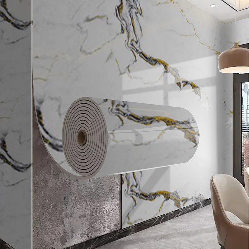 Self adhesive marble wallpaper PVC waterproof and stain resistant bedroom living room TV background wall decoration wall sticler