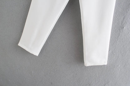 TRAFZA Frauen Elegante Feste Bleistift Hosen Hohe Taille Hose Für Frauen Casual Streetwear Frau Hosen Büro Tragen Chic Hose.