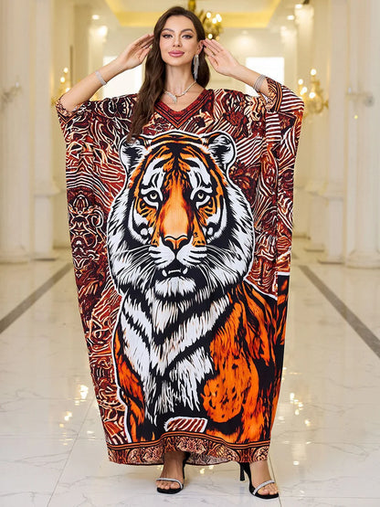 Frauen bestickte lange Kaftane Plus Size Kaftan Kleider Strand Badeanzug Cover Up Moomoo Kleid marokkanische Robe