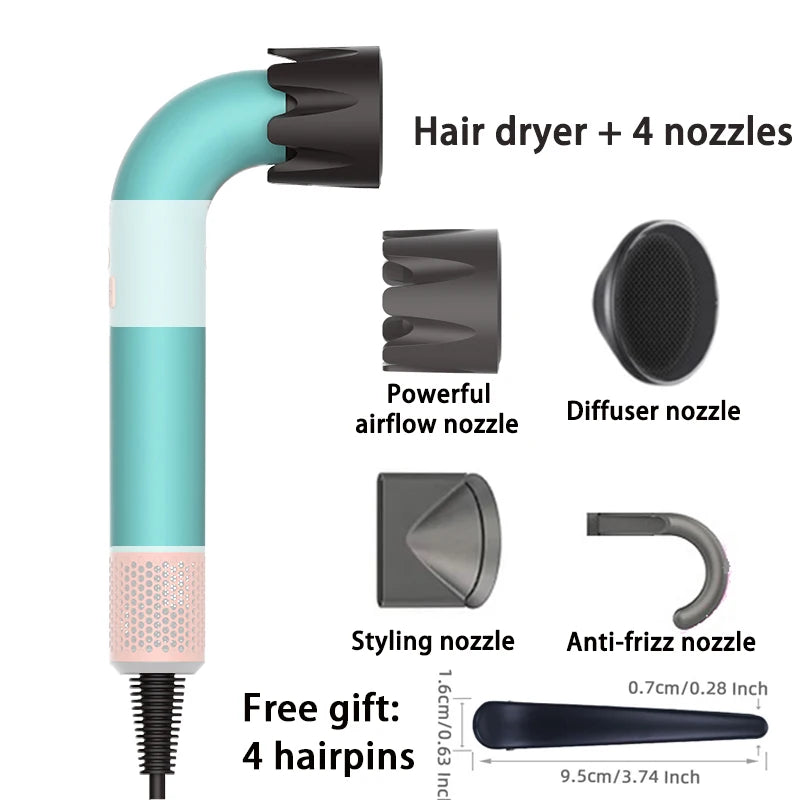 1400W pure original high-power hair dryer, dries hair quickly, lightweight body, low noise, comes with various types of nozzles.