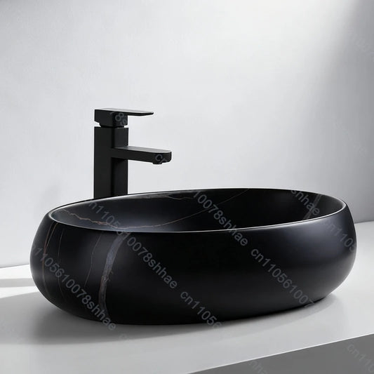 Luxuriöses Vintage-Keramikgefäßwaschbecken für Badezimmer, Waschtisch, Kunstbecken über der Theke, Waschbecken mit Abflusszubehör, Arbeitsplatte