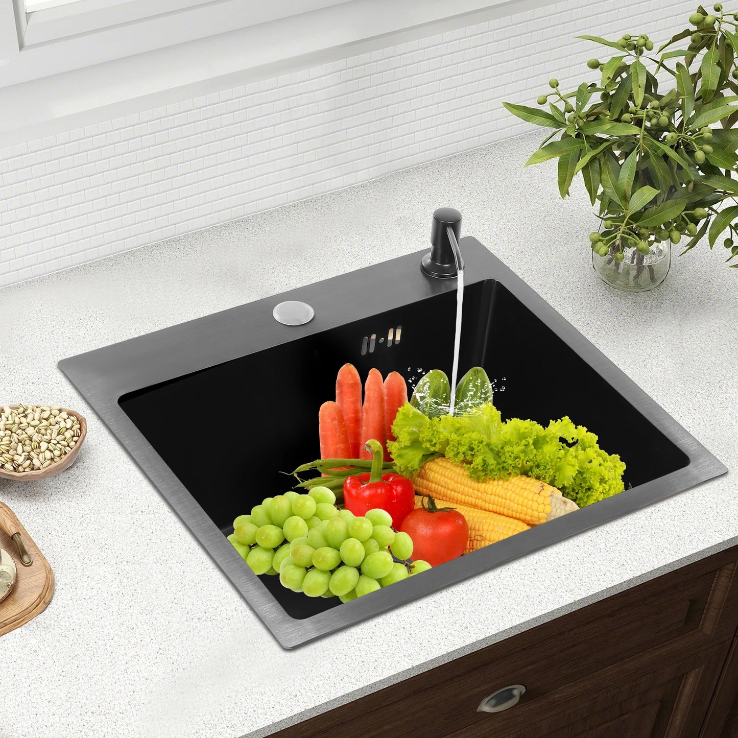 Edelstahlspüle, gut abdichtendes modernes Küchenspülbecken mit Abflusskorb für Häuser/Restaurants/Wäschezimmer