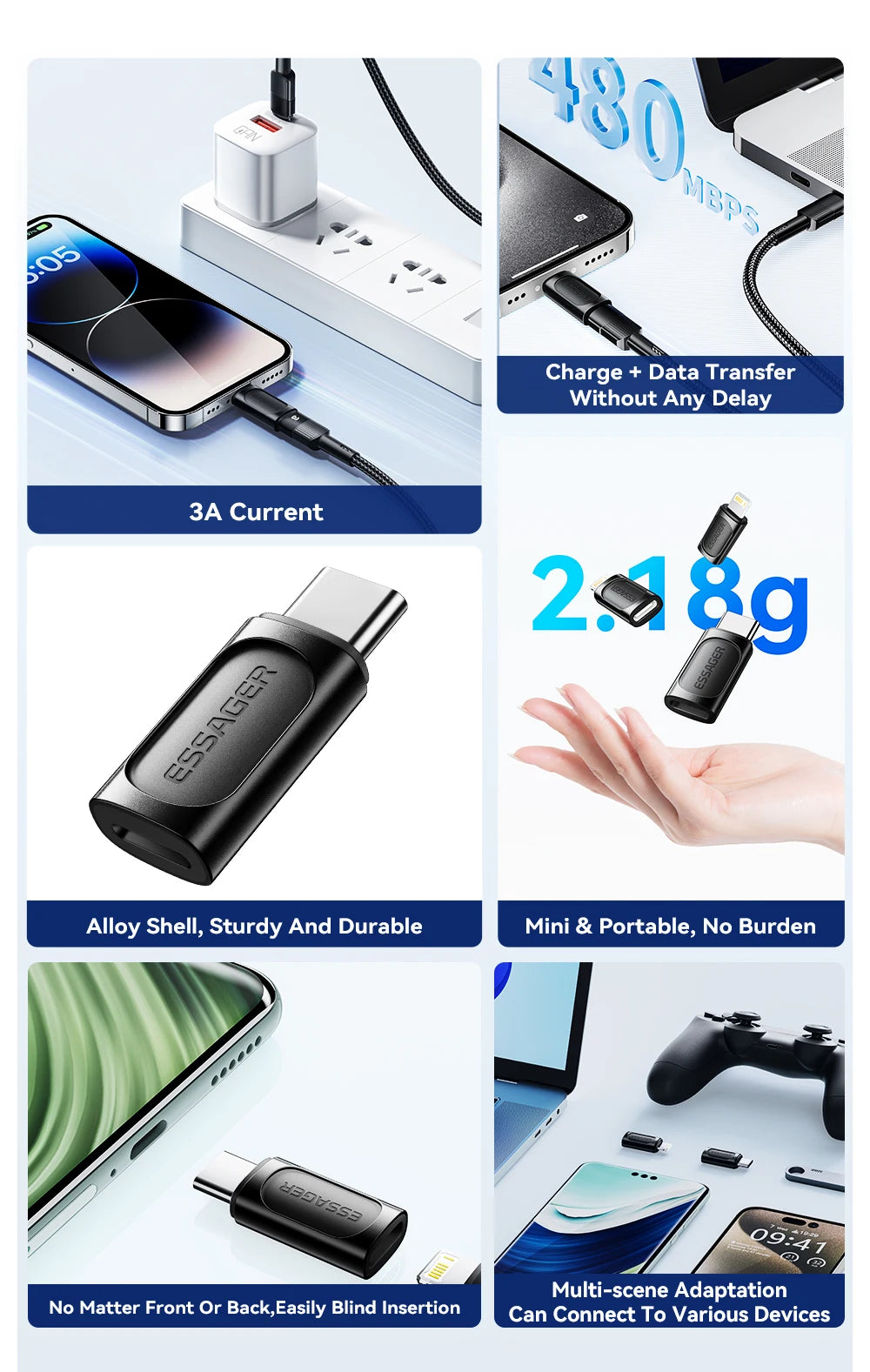 Essager Lighting To Type C OTG Adapter USB Type C To lighting PD 20W Fast Charging For iPhone 15 14 13 12 Pro Max ios Converter.