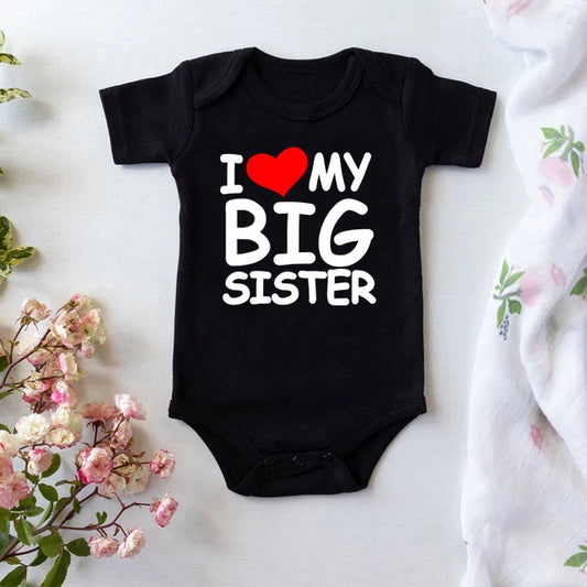 I Love My Big Sister Print Neugeborenen Baby Body Lustige Infant Jungen Mädchen Strampler Kurzarm Mode Baumwolle Baby Overall Outfit.