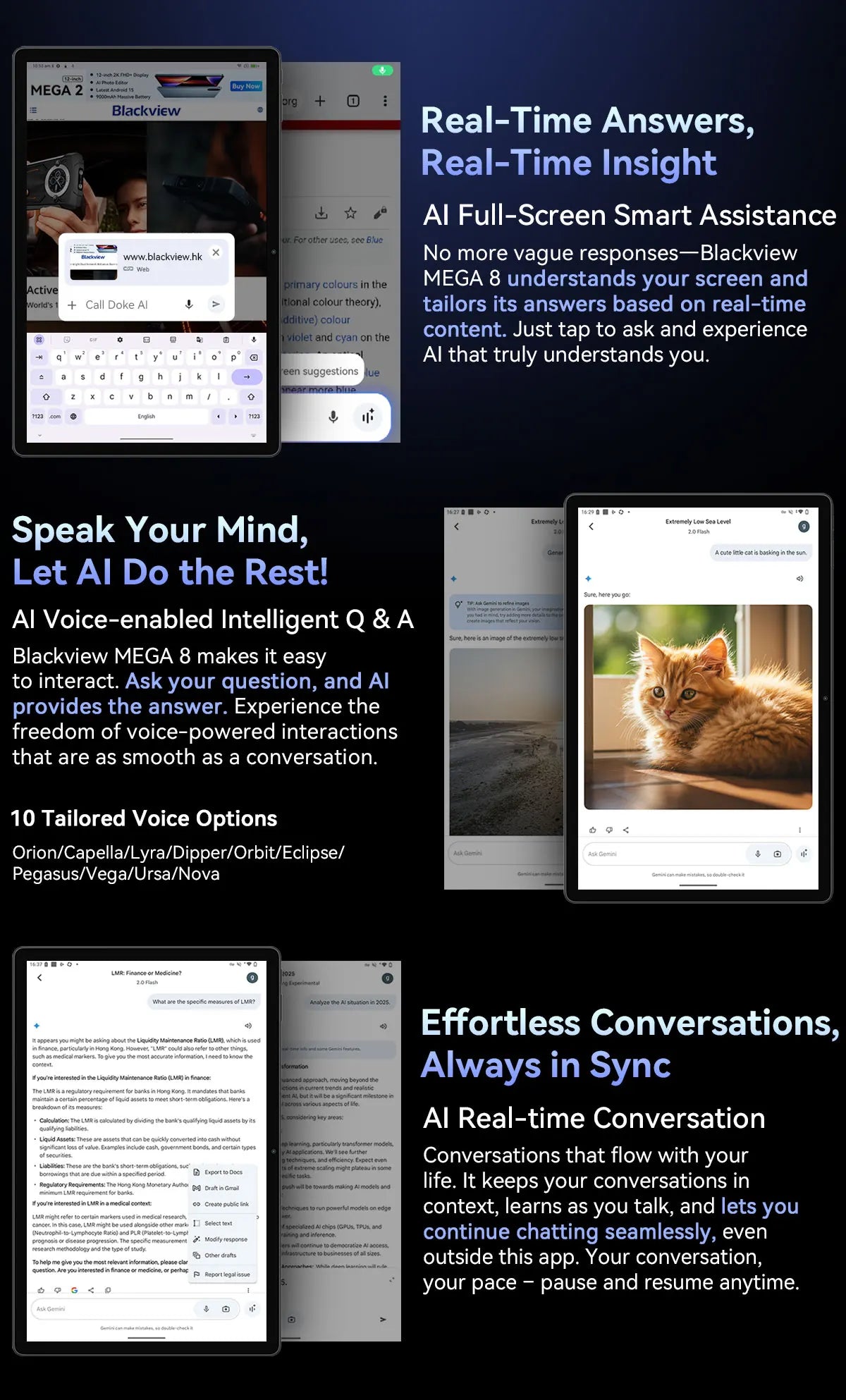 Blackview Mega 8 [No EU Charger] Tablet 11000mAh 13" FHD Display 36GB+512GB 50MP+13MP+0.08MP Android 15 90Hz 2K Dual SIM 4G 1080P.