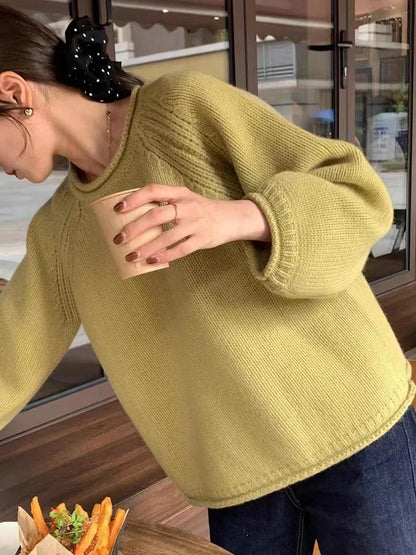 Harajuku Lose Lange Hülse Frauen Pullover Koreanische Herbst Winter Jumper Strickwaren Weiche Warme Tops Chic Solide Femme Pullover Pullover.