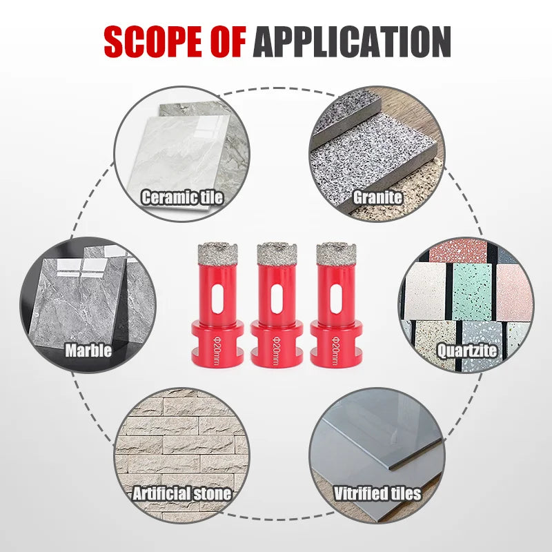 1 Stück 6–100 mm Trocken-/Nass-Diamantkernbohrer-Set für Keramikfliesen, Granit, Marmor, Beton – M14-Gewindeöffner, Lochsägenschneider