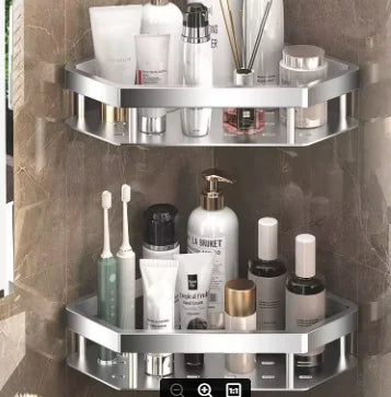 Kein Stanzen erforderlich, Badezimmerregal, Aluminiumlegierung, Shampoo-Regal, Make-up-Organizer, Duschregal, Badezimmer-Accessoires, Eckregal