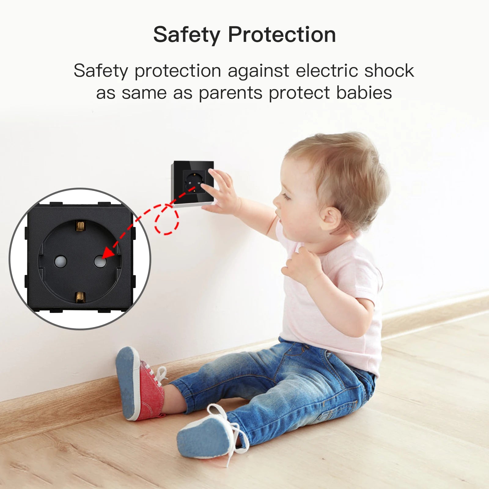 BSEED Einzel-EU-Glassteckdose mit USB-Wandsteckdosen, doppelte Steckdosen, dreifache Steckdosen, USB-Typ-C-Anschlüsse, Schwarz, 16 A.