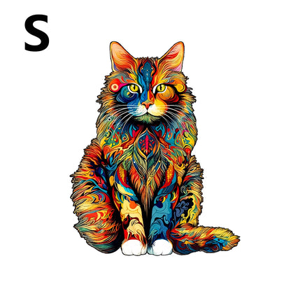 unique Cat Pattern Wooden Puzzle,Irregular Animal Shapes,  Leisure toys, The Gift for Halloween, Christmas, Birthday..