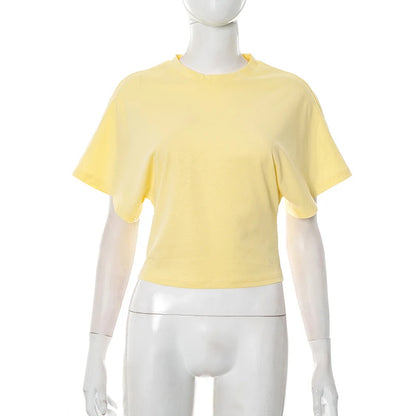 Trendix Basic Long Sleeve Crop Tops Women Summer O Neck Loose Casual Solid Pullover Top Ladies Street Party Club Fashion T Shirt