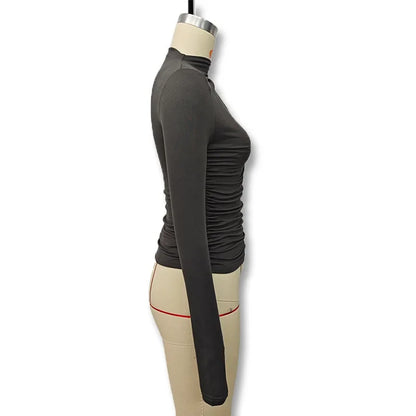 Fashionable Solid Color Women's Polo/Turtle Neck Top 2024 Autumn/Winter New Arrival Slimming Effect Long Sleeve T-Shirt