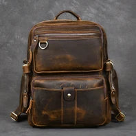 Vintage Crazy Horse Echtes Leder Rucksack Männer Leder Bagpack Klettern Rucksack männlichen Große Wandern Rucksack M814.