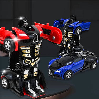 2 in 1 One-key Collision Deformation Car Toys Automatic Transformation Robot Plastic Vehicles Boys Toy Model Car Kids Baby Gift.