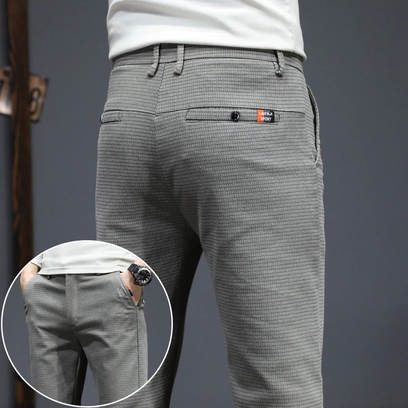 Autumn Winter New Men's Casual Pants Korean Fashion Stretch Straight Slim Fit Trousers High Quality Sweatpants Solid Color Male.