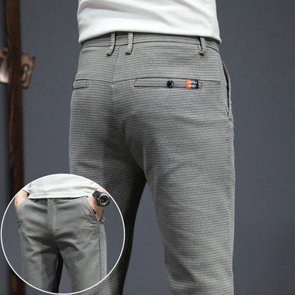 Autumn Winter New Men's Casual Pants Korean Fashion Stretch Straight Slim Fit Trousers High Quality Sweatpants Solid Color Male.