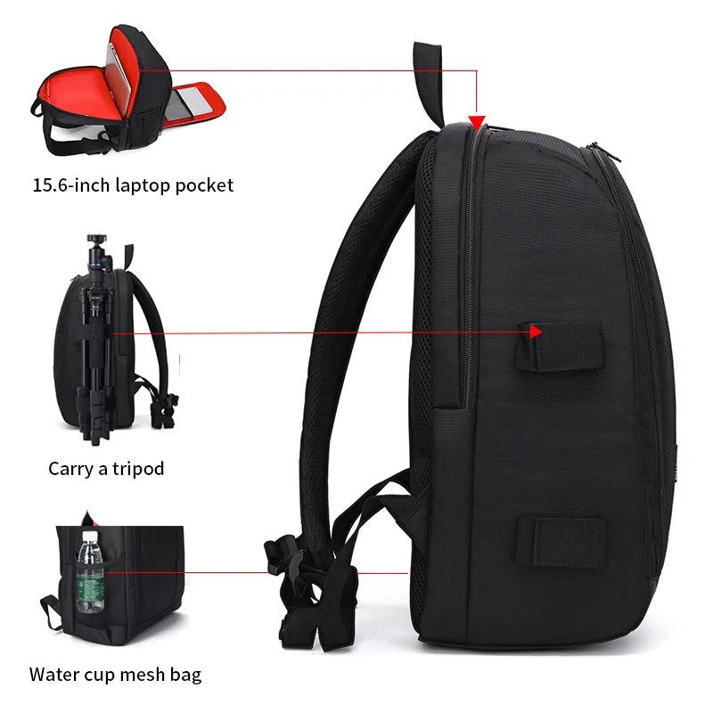 SLR digital camera backpack outdoor large capacity SLR camera bag 15.6-inch laptop backpack can accommodate SLR cameras and mult.