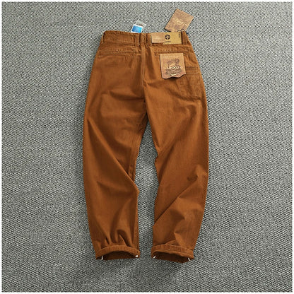 Spring And Autumn New American Retro 100% Cotton Multi-pocketed Washed Old Straight Casual Pants Loose Fashion Cargo Trousers.