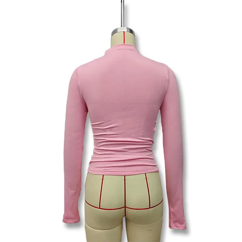 Fashionable Solid Color Women's Polo/Turtle Neck Top 2024 Autumn/Winter New Arrival Slimming Effect Long Sleeve T-Shirt