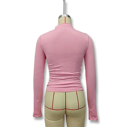 Fashionable Solid Color Women's Polo/Turtle Neck Top 2024 Autumn/Winter New Arrival Slimming Effect Long Sleeve T-Shirt