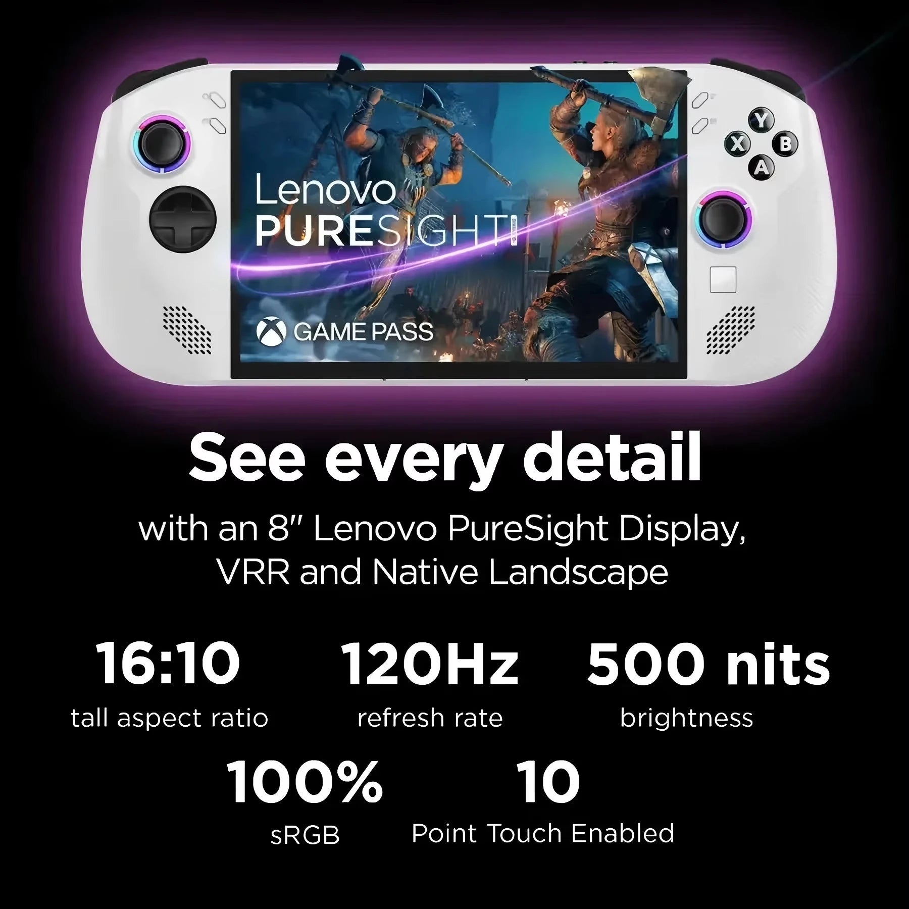 2025 Lenovo Legion Go S 2025 Handheld Game Console Portable Gaming Laptop 8'' 16GB 512GB AMD Ryzen™ Z2 Go 120Hz Windows 11 Home.