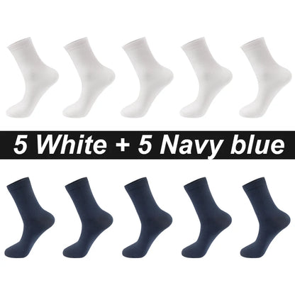 10Pairs/Lot Men Combed Cotton Socks Black Casual Business Breathable High Quality Man Sock New For Male Plus Size EU38-48.