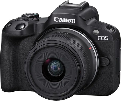 Canon EOS R50 Mirrorless Camera RF-S18-45mm F4.5-6.3 is STM Lens Kit 24.2 Megapixel CMOS (APS-C) Sensor 4K Video Content Creator.