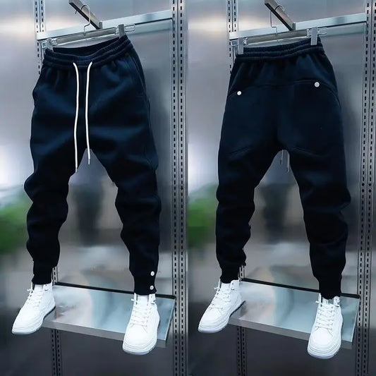 Solid Slim Fit Trousers Men's Casual Pants Loose Pockets Straight Cylinder Leggings Korean Fashion  Harajuku Sweatpants y2k pant.