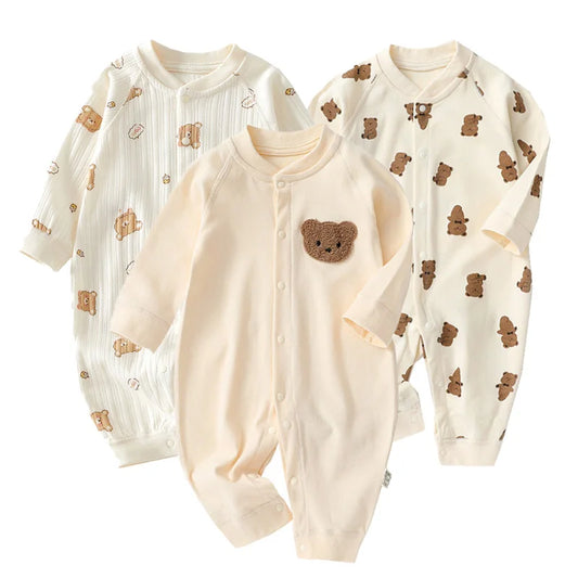 Baby Herbst Kleidung Cartoon Bär Gedruckt Strampler für Jungen Mädchen Neugeborenen Einteiliges Kleidung Baumwolle Kleinkind Body Infant Kostüm