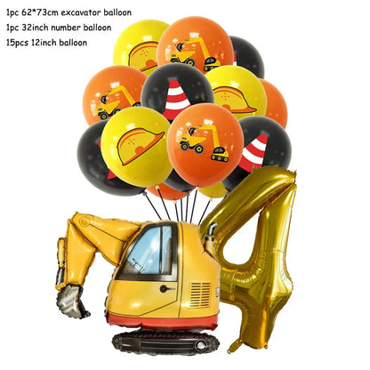 Technische Fahrzeuge Luftballons Bau Party Dekorationen Bagger Ballon Geburtstag Baby Dusche Party Ballon Dekor Liefert.