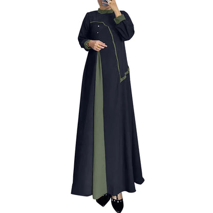 ZANZEA Women Autumn Patchwork Long Sleeve Maxi Dresses Muslim Turkey Abaya Dress Hijab Sundress Robe Femme Loose Vestidos Kaftan
