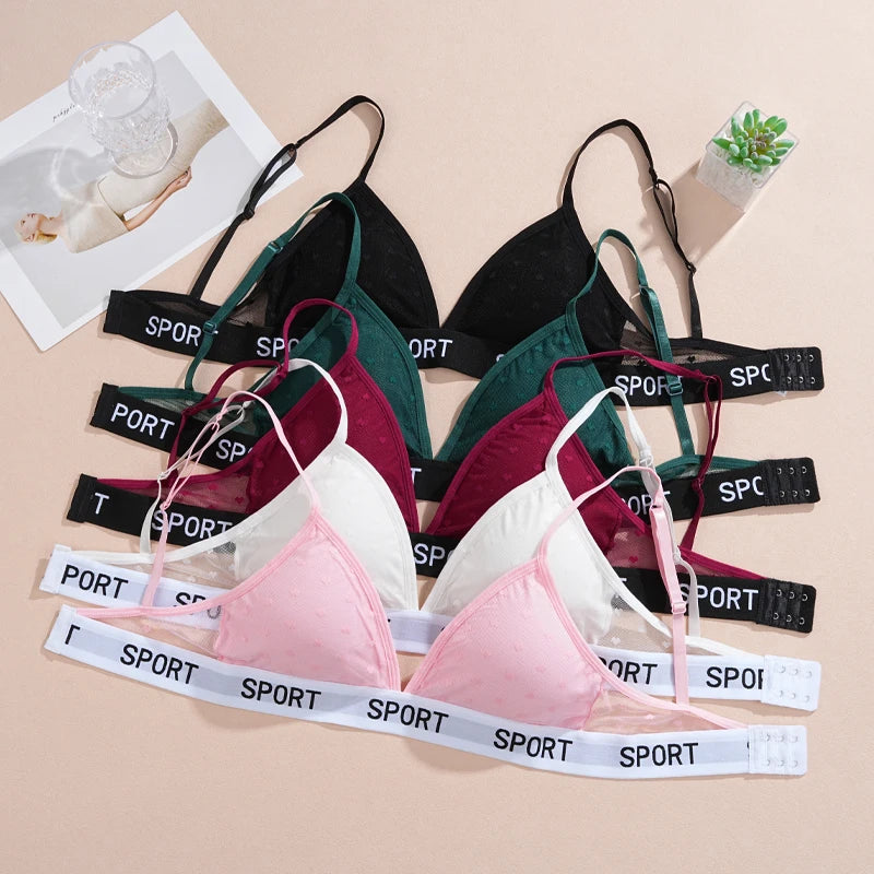 3Pcs/Set Women's Sexy Lace Bras Seamless Letter Deep V Adjusted-Straps Underwear Fashion Cozy Breathable Intimate Lingerie 2025.