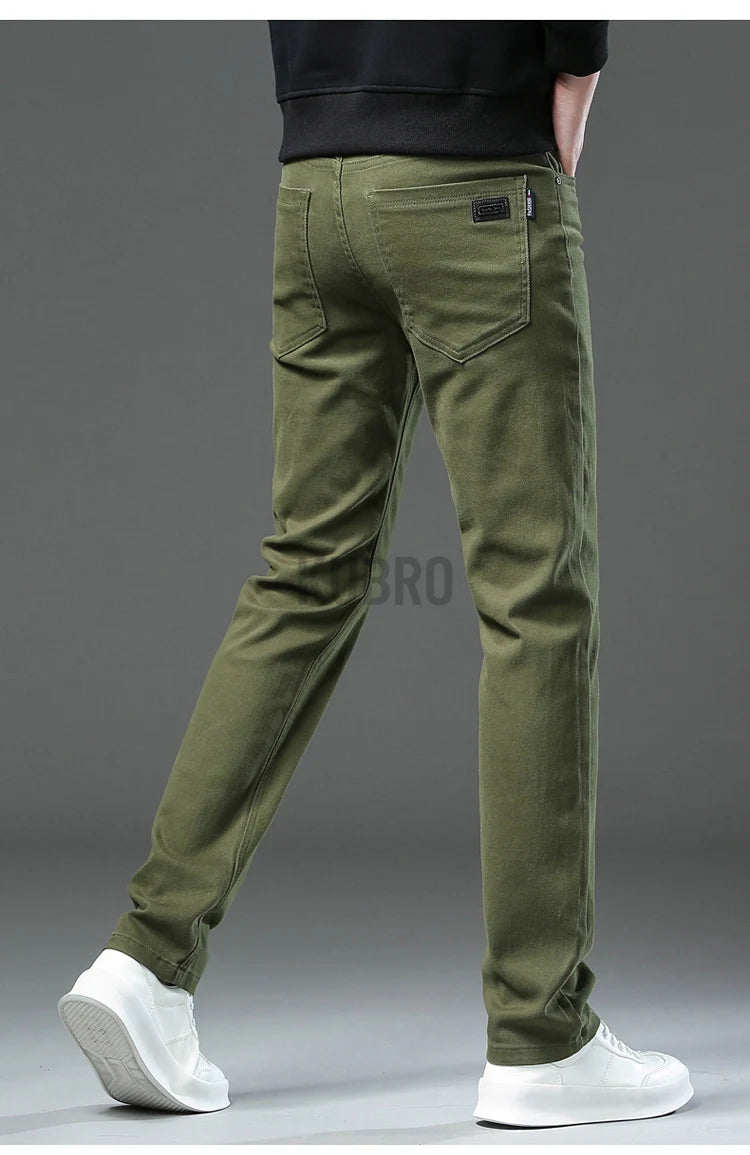 Fashion Loose Straight Business Casual Stretch Denim Pants Male Brand Trousers 3 Colors Plus Size Mens Clothing Slim Jeans 28-44.