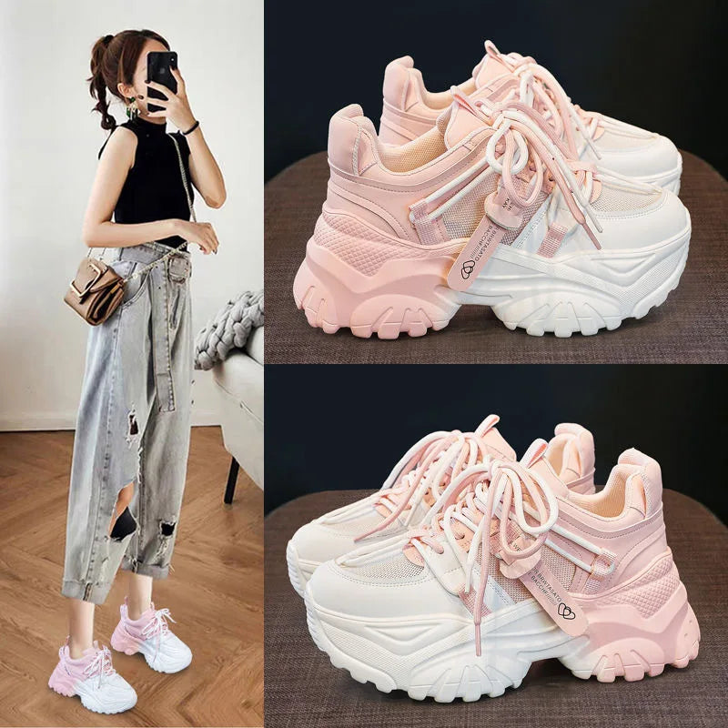 Women's Shoes Casual Shoes Spring Sneakers Platform Woman-shoes Tennis Female Fashion Thick Sole 2024 Roses Trainers Increased I.