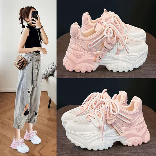 Women's Shoes Casual Shoes Spring Sneakers Platform Woman-shoes Tennis Female Fashion Thick Sole 2024 Roses Trainers Increased I.