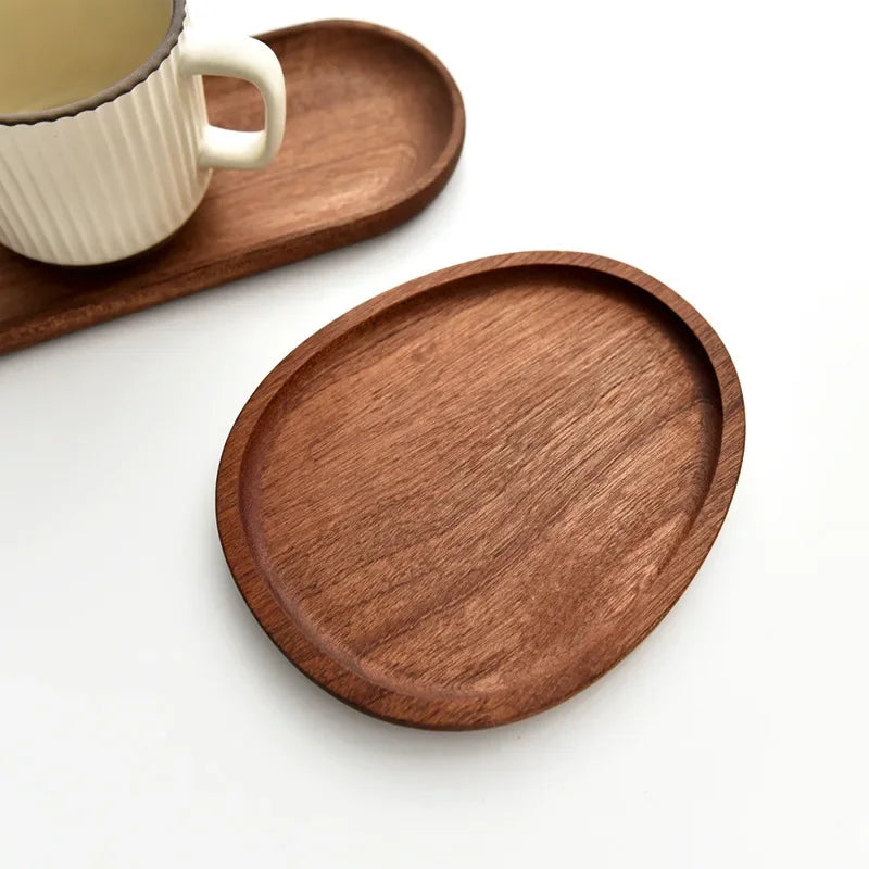 Solid Wood Serving Tray Oval Tea Tray Decorative Wood Plate Fruit Tray Vegetable Platter Home Bread Dessert Cake Plate Tableware.