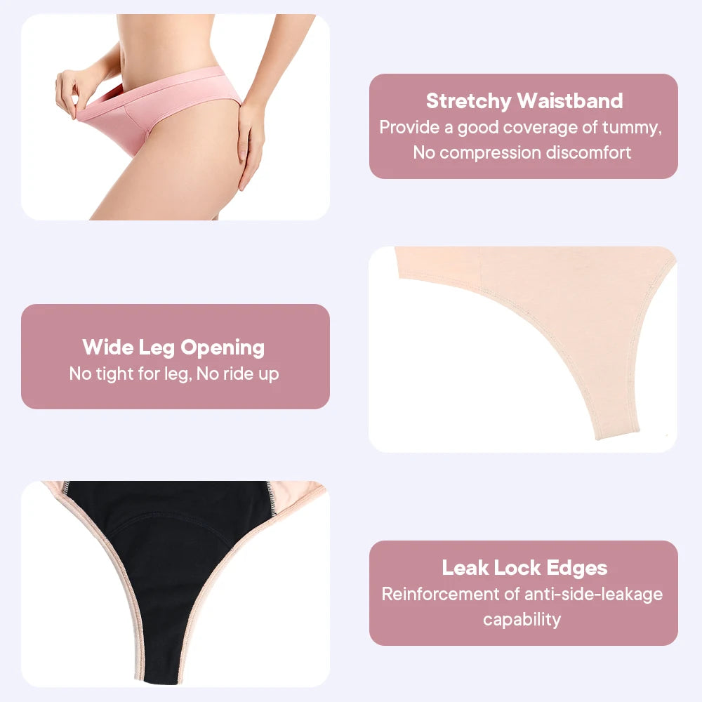 Bikini Menstrual Panties Eco-friendly Reusable Breathable Leakproof Period Underwear for Women Bamboo Fibre.