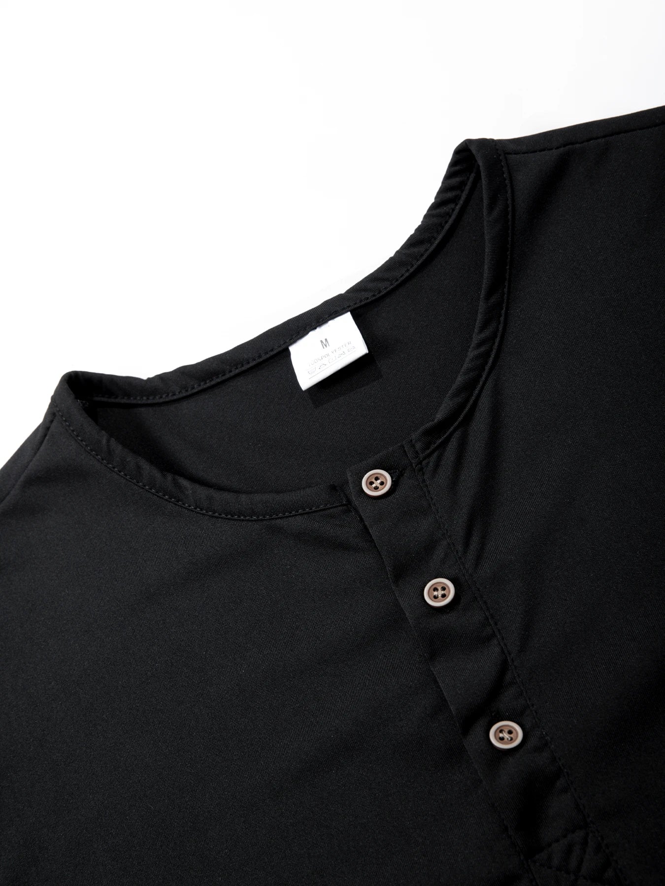 Men's Short Sleeve Henley Neck T-shirt Solid Color Male Tops Slim Fit Button Neck Casual Cozy Tshirt  Streetwear.