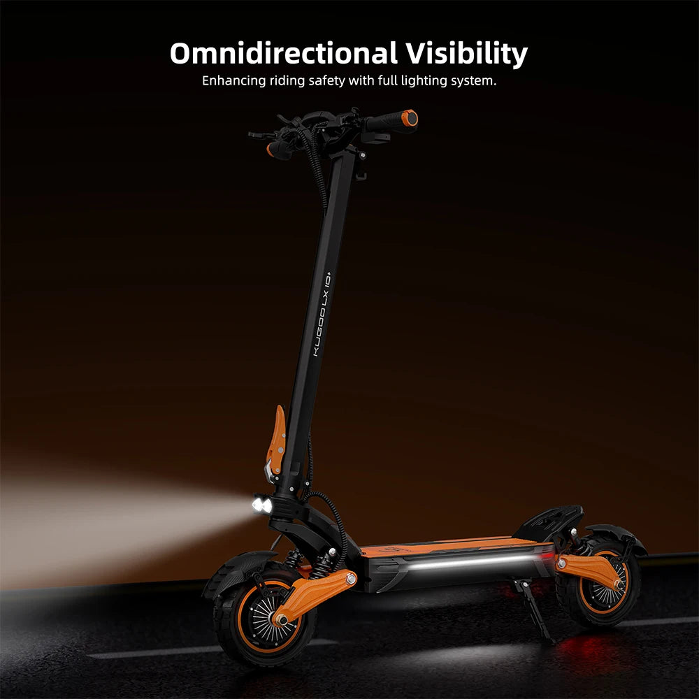 Kugoo LX10+ Electric Scooter 2*1400W Motor 60V 20.8Ah Battery 10 inch Tires 72km/h Max Speed 90km Range Hydraulic Disc Brakes.