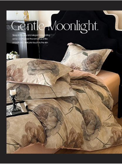 Cotton Bedding Set Luxury Soft Duvet Cover Flat Sheet Pillowcases Single Double Queen King Size Quilt Cover Set