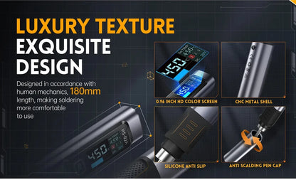 FNIRSI HS 02 Smart Soldering Iron Automatic Sleep 100-450℃ Temperature Rapid Heating PCB Soldering Station Portable Toolbox Kit.