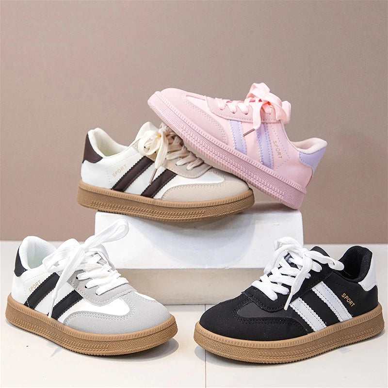 Autumn Girls Causal Shoes New Pu Leather Outdoor Sports Non-slip Childrens Boy Sneakers Luxury Soft Kids Sports Shoes Size 26-37.
