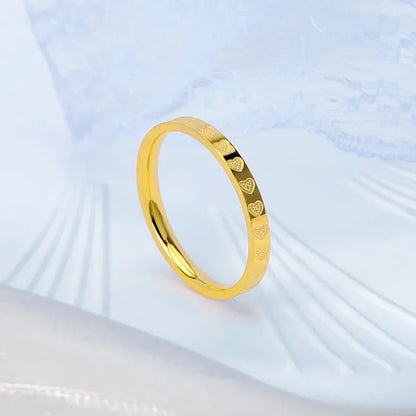 Meetvii Simple Love K-gold Color Titanium Steel Rings for Women Men Thin 2.2mm Width Couple Rings Unique Jewelry.