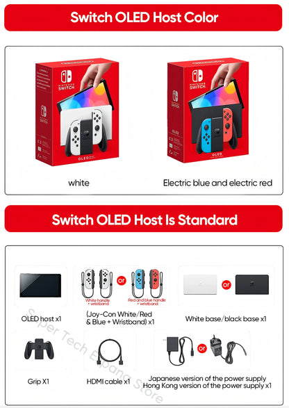 Nintendo Switch OLED Model 7 Inch Screen Joy‑Con Handle Enhanced Audio Adjustable Console Stable TV Mode Video Game.