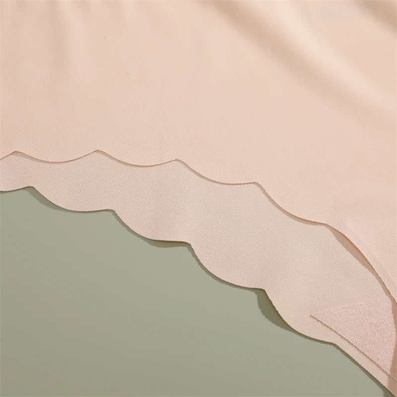5PCS/Set Seamless Ruffle Waist Underwear for Women Sexy Ice Silk Breathable Panties Female Low Rise Stretchy Briefs Lingeries