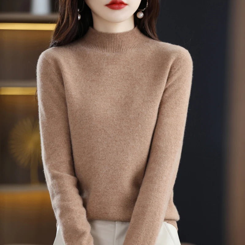 2025 Women's Casual Knit Tops Half-neck Pullover In Autumn And Winter New Cashmere Sweater Women's Coat 19 Colors