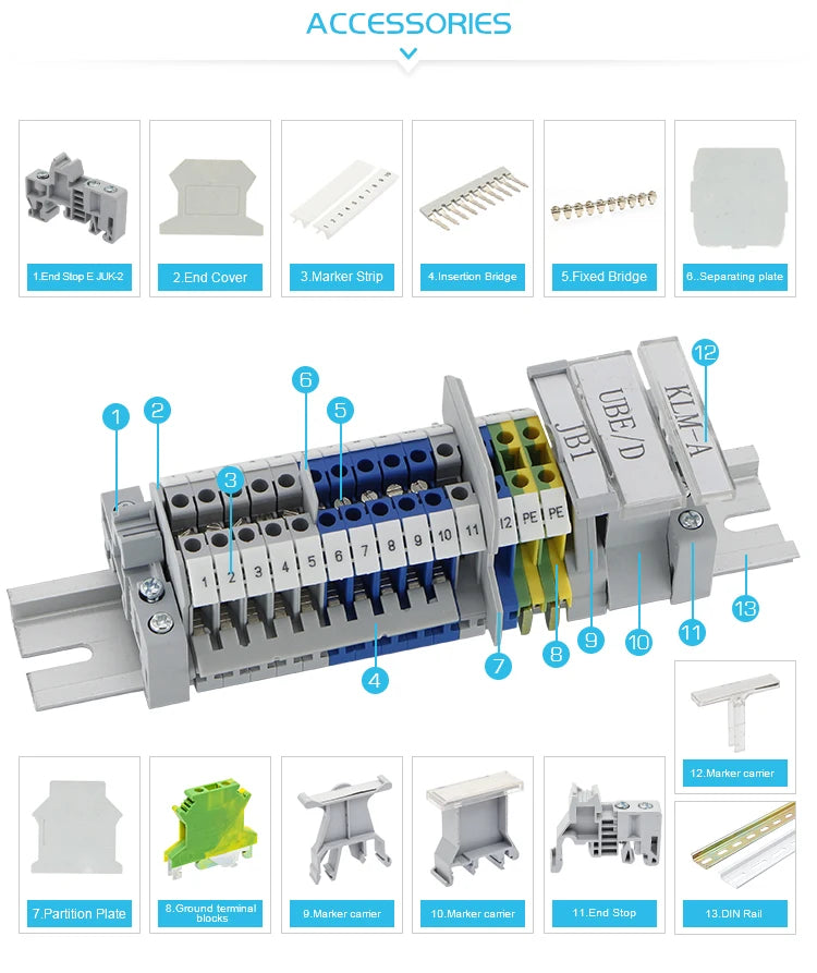 10 Stück UK 10N DIN-Schienenklemmenblock mit Schraubenzug, 10 mm Kabelstecker, mehrfarbig, Universaldraht, elektrischer Steckverbinder UK10N.