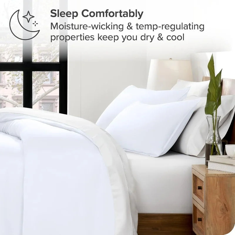 3pcs Lyocell Bamboo Fiber Duvet Cover Set,Luxury Solid Summer Silky Cooling Bedding Set(no Sheet),Single Quilt Cover+Pillowcases.