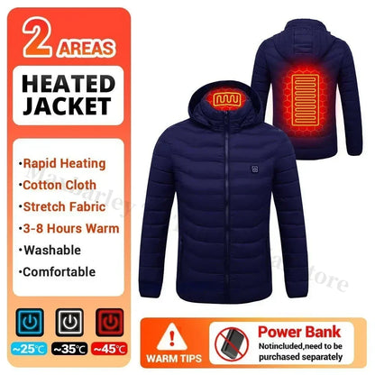 21 Areas Heating Jacket Men Winter USB Electric Heated Coat Functional Self Heating Clothes Outdoor Snow Ski Thick Padded Jacket