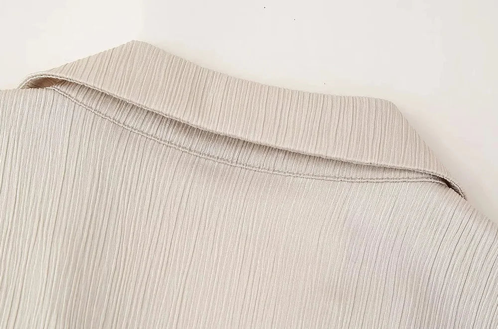 Women's Double-Breasted Loose Blazer Coat and High Elastic Waist Wide Leg Pants, Female Two Piece Sets, Fashion.